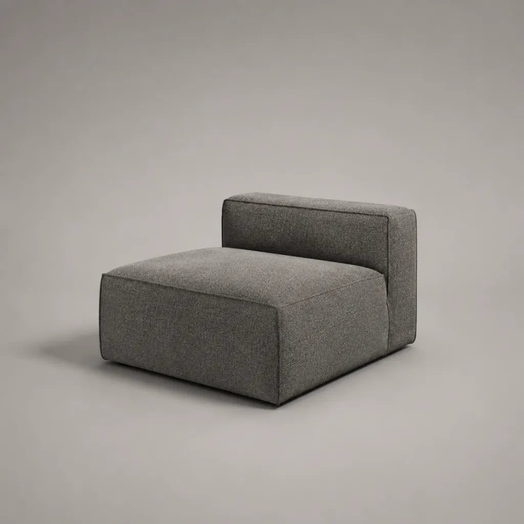 Sedia bassa senza braccioli in tessuto grigio porcellana, 90 × 92 × 70 cm