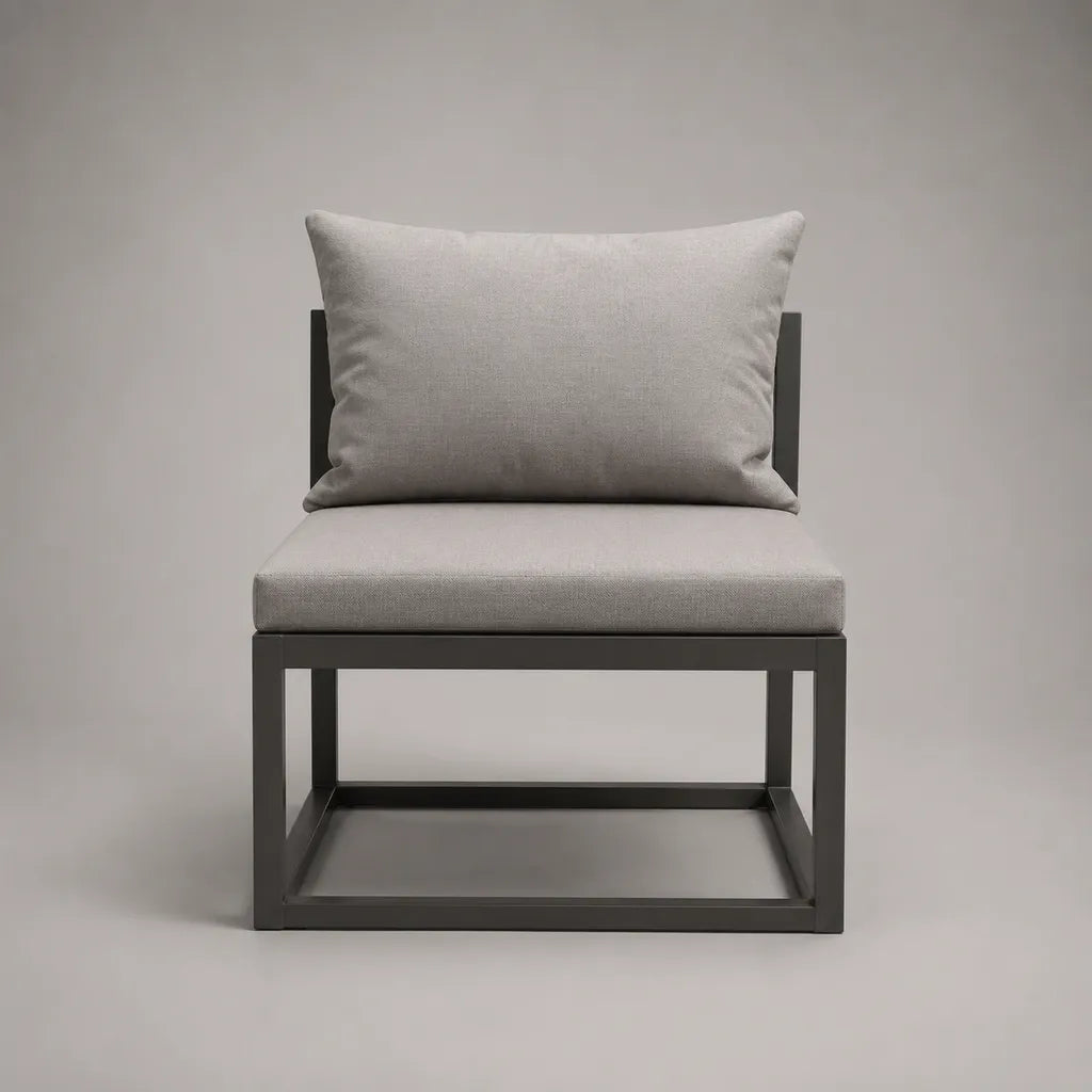 Sedia esterna 1 seduta in alluminio con cuscini grigio chiaro, 70 × 75 × 80 cm